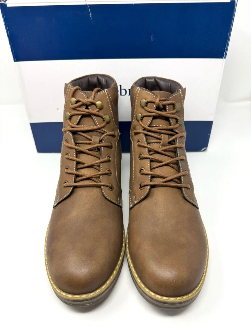 Saddlebred Lyle Dark Tan Vegan Leather‎ Lace Up Boots Men's Size 11M New In Box